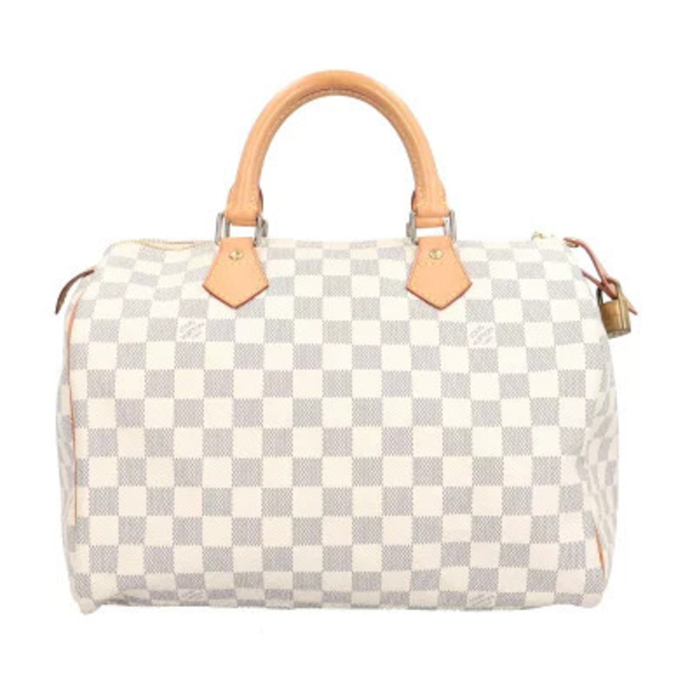 Louis Vuitton Speedy Damier Azur White Handbag Canvas White